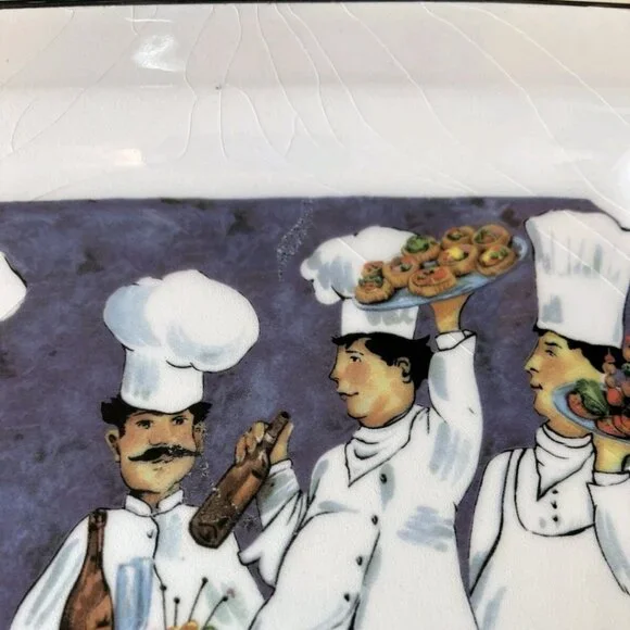 Brunelli Italy PURPLE Chef 10.25″ Square Ceramic Plate  Pattern Vintage Italian - Picture 3 of 9